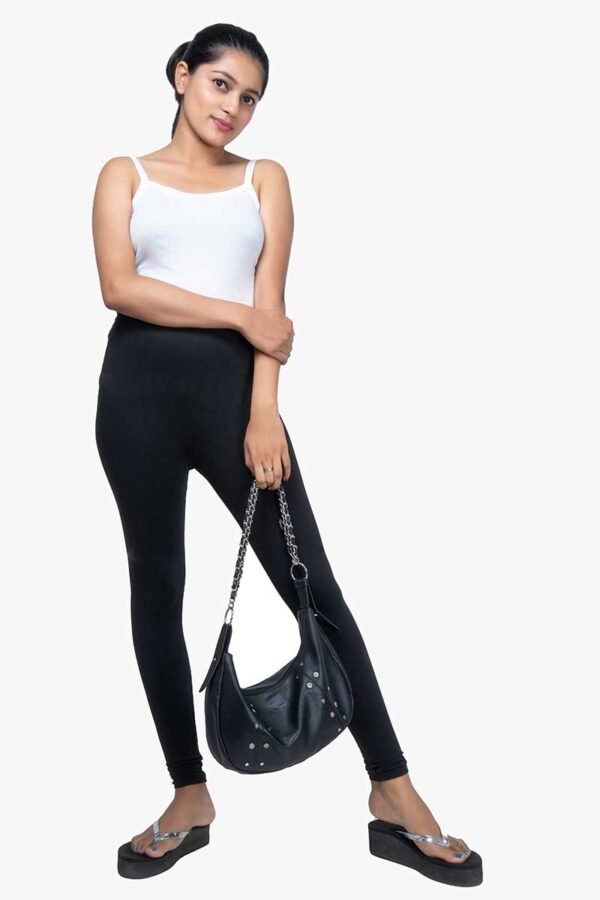 4 Way Lycra Cotton Legging - Black Color