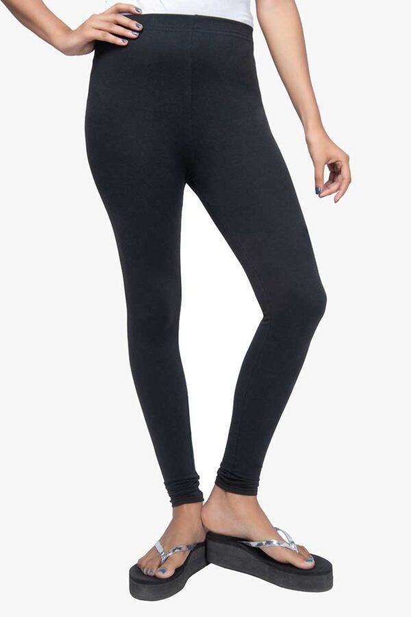4 Way Lycra Cotton Legging - Black Color