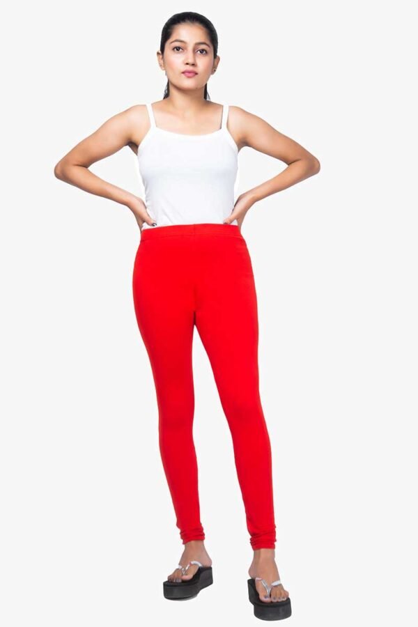 4 Way Lycra Cotton Legging - Bright Red