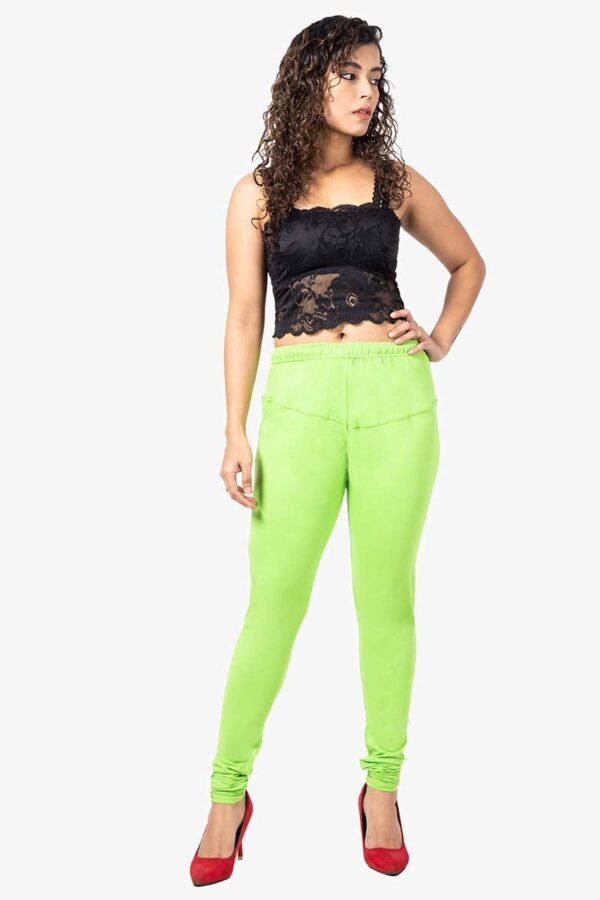 4 Way Lycra Cotton Legging - Lime Green