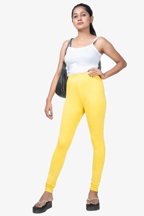 4 Way Lycra Cotton Legging - Pastel Yellow