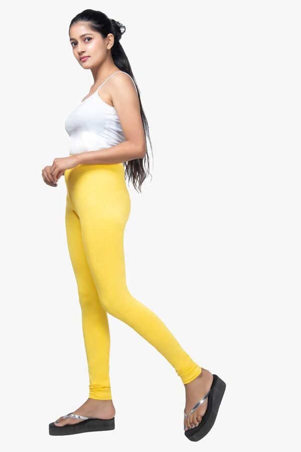 4 Way Lycra Cotton Legging - Pastel Yellow