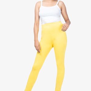 4 Way Lycra Cotton Legging - Pastel Yellow