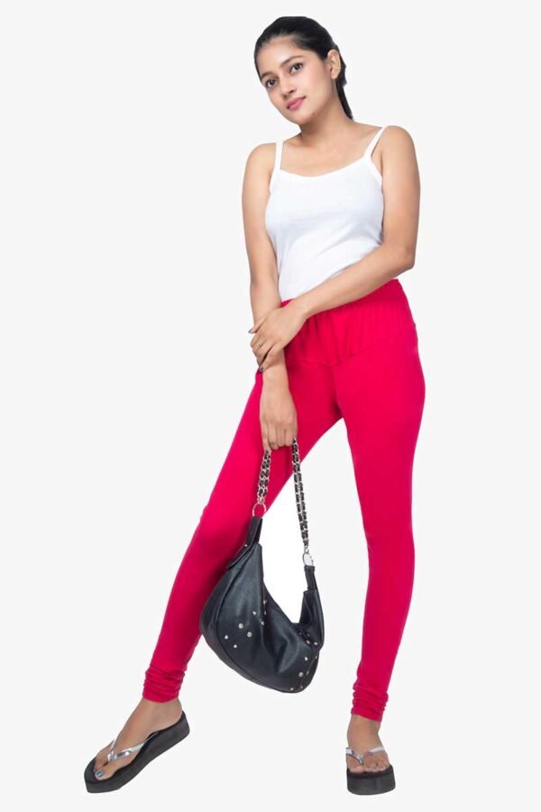 4 Way Lycra Cotton Legging - Rose Red