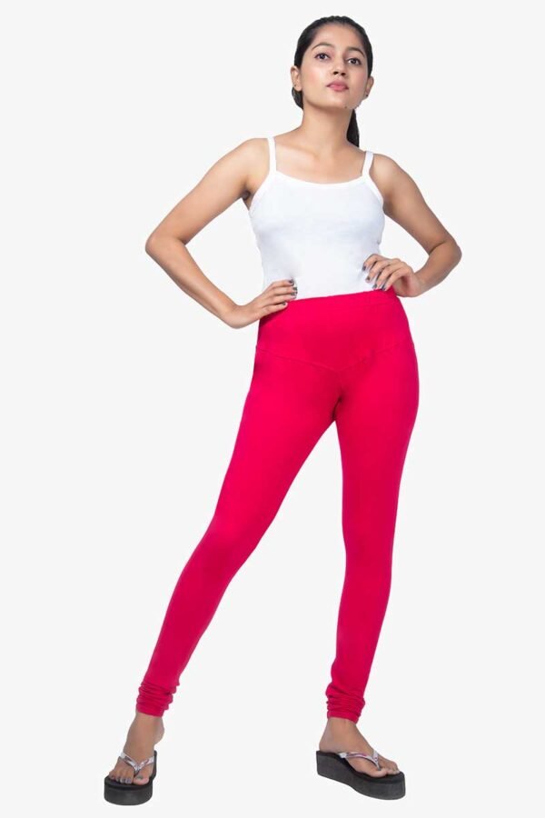 4 Way Lycra Cotton Legging - Rose Red