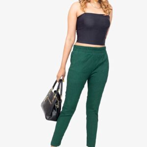 Line Slub Lycra Cotton Kurti Pant (LRB) - Free Size, B Green