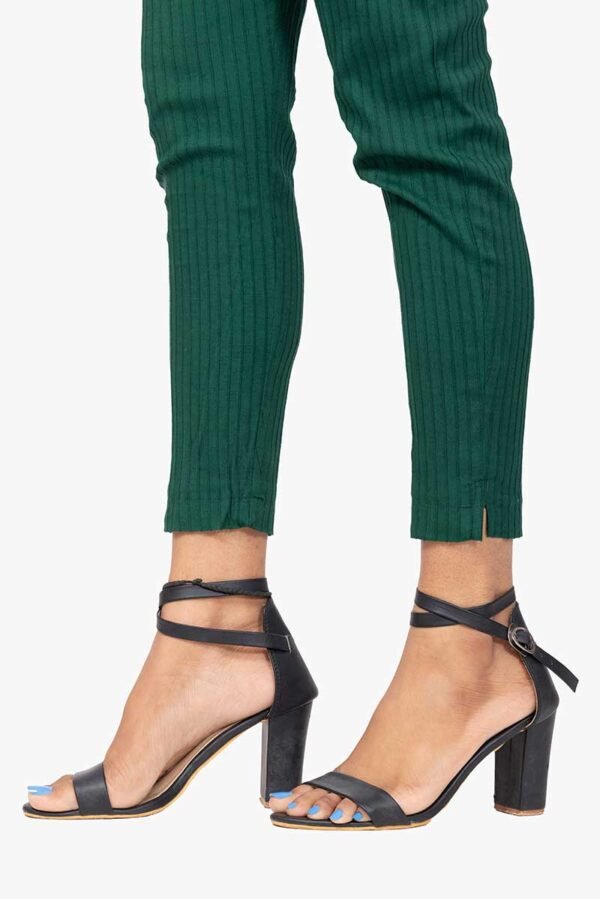 Line Slub Lycra Cotton Kurti Pant (LRB) - Free Size, B Green