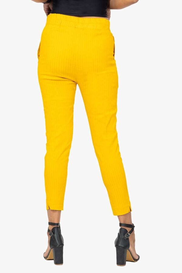 Line Slub Lycra Cotton Kurti Pant (LRB) - Free Size, Mustered Yellow