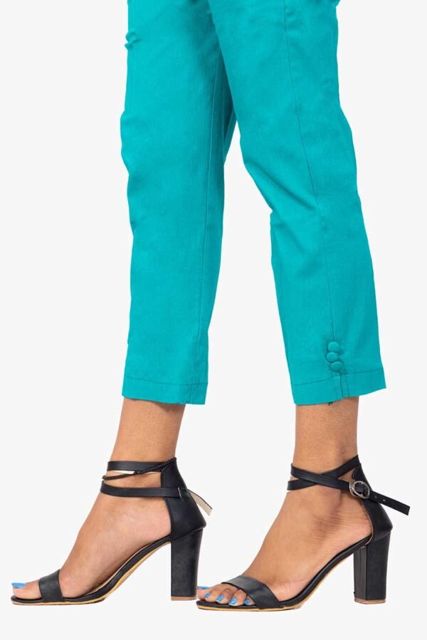 Line Slub Lycra Cotton Kurti Pant (LRB) - Free Size, Rama Green