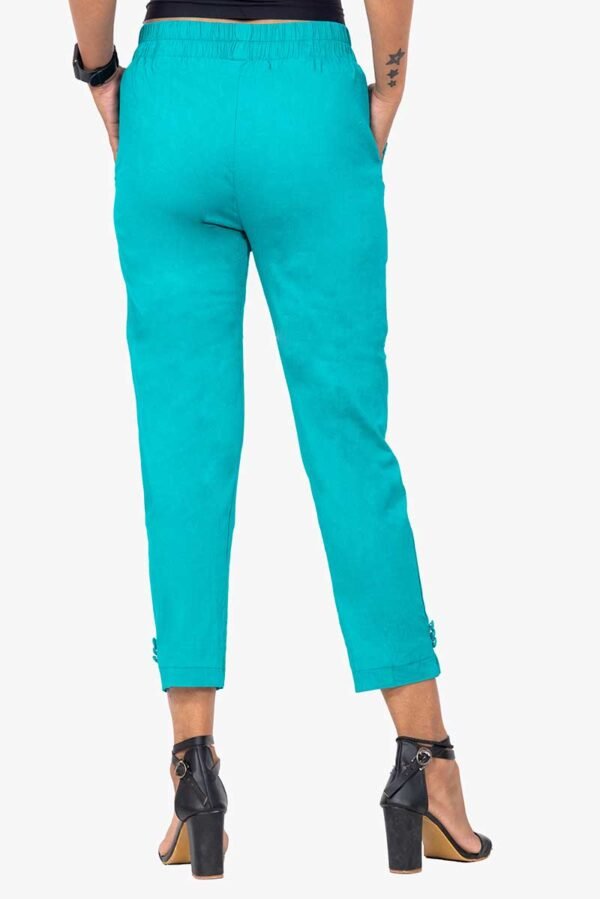 Line Slub Lycra Cotton Kurti Pant (LRB) - Free Size, Rama Green