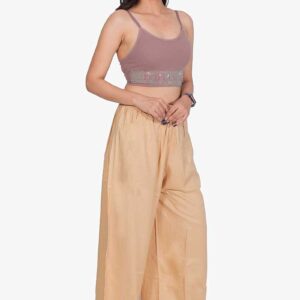 100% Pure Rayon Cotton Palazzo - Free Size, Chiku Colour