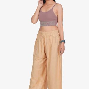 100% Pure Rayon Cotton Palazzo - Free Size, Chiku Colour