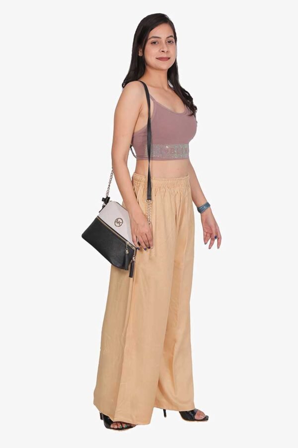 100% Pure Rayon Cotton Palazzo - Free Size, Chiku Colour