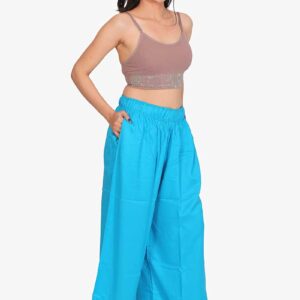 Pure Rayon Cotton Palazzo - Free Size, Firozi Colour