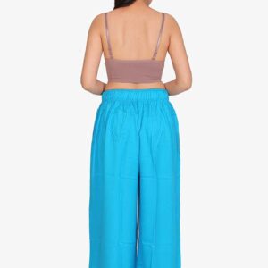 Pure Rayon Cotton Palazzo - Free Size, Firozi Colour