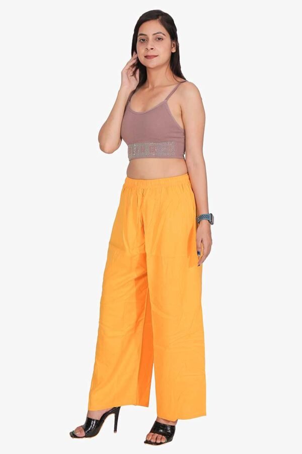 100% Pure Rayon Cotton Palazzo - Free Size, LD Yellow
