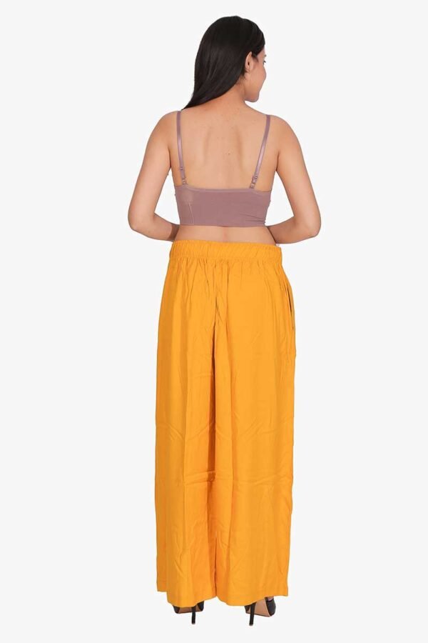 100% Pure Rayon Cotton Palazzo - Free Size, Mustered Yellow