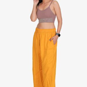 100% Pure Rayon Cotton Palazzo - Free Size, Mustered Yellow