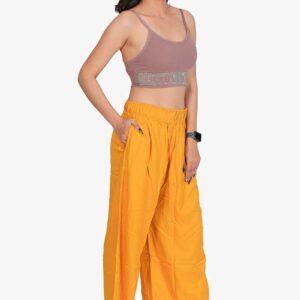 100% Pure Rayon Cotton Palazzo - Free Size, Mustered Yellow