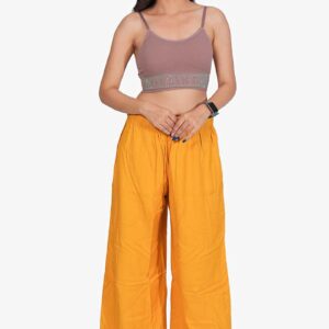 100% Pure Rayon Cotton Palazzo - Free Size, Mustered Yellow