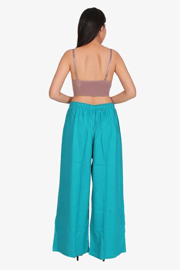 100% Pure Rayon Cotton Palazzo - Free Size, Rama Green
