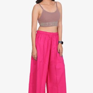 100% Pure Rayon Cotton Palazzo - Free Size, Rani Colour