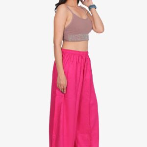 100% Pure Rayon Cotton Palazzo - Free Size, Rani Colour
