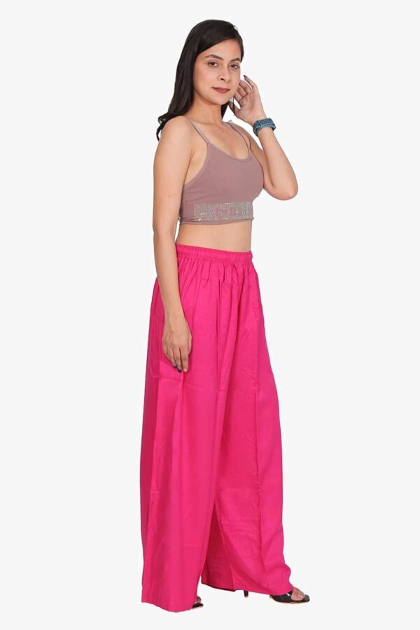 100% Pure Rayon Cotton Palazzo - Free Size, Rani Colour