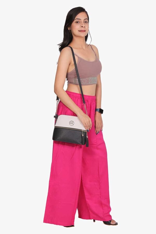 100% Pure Rayon Cotton Palazzo - Free Size, Rani Colour