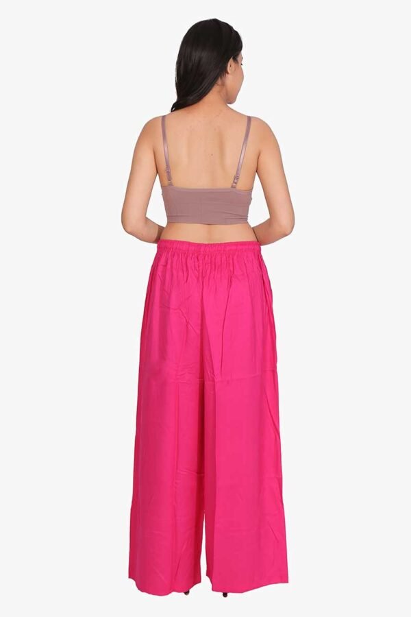 100% Pure Rayon Cotton Palazzo - Free Size, Rani Colour
