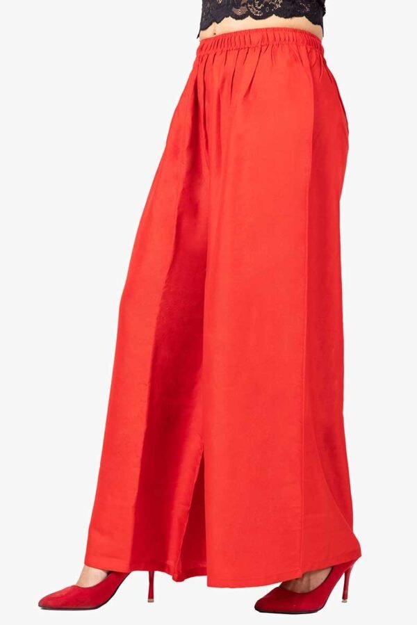 Pure Rayon Cotton Palazzo - Free Size, Red Colour
