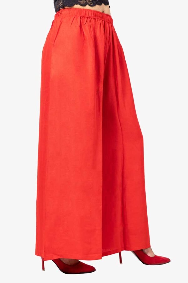 Pure Rayon Cotton Palazzo - Free Size, Red Colour