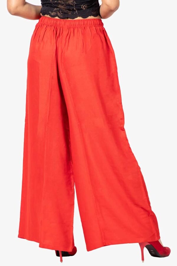 Pure Rayon Cotton Palazzo - Free Size, Red Colour