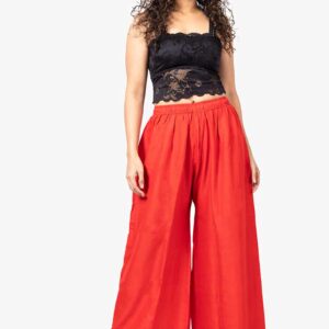 Pure Rayon Cotton Palazzo - Free Size, Red Colour