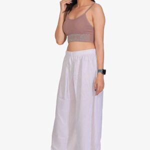 100% Pure Rayon Cotton Palazzo - Free Size, White Colour