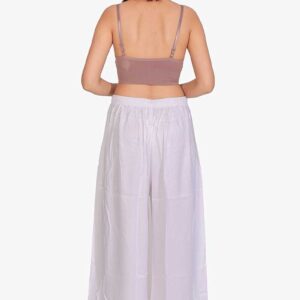 100% Pure Rayon Cotton Palazzo - Free Size, White Colour