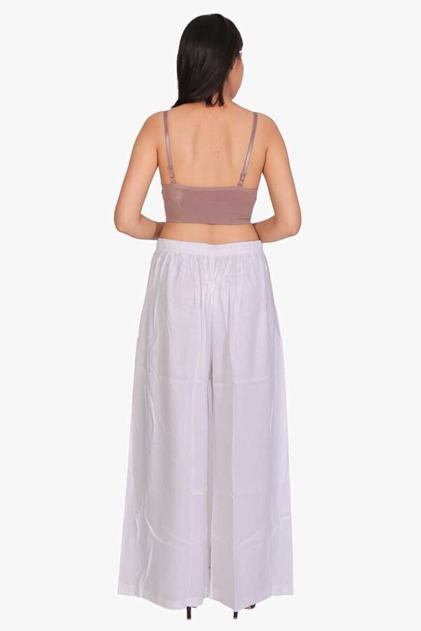 100% Pure Rayon Cotton Palazzo - Free Size, White Colour