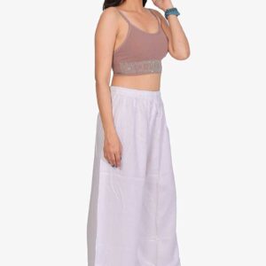 100% Pure Rayon Cotton Palazzo - Free Size, White Colour
