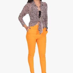 4 Way Slub Lycra Cotton Pant - Mustered Yellow