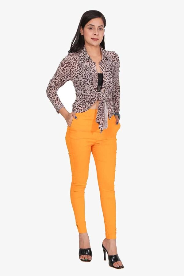 4 Way Slub Lycra Cotton Pant - Mustered Yellow