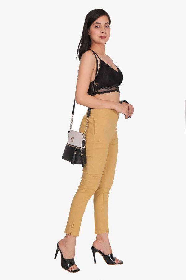 4 Way Slub Lycra Cotton Pant - Free Size, Chiku Colour