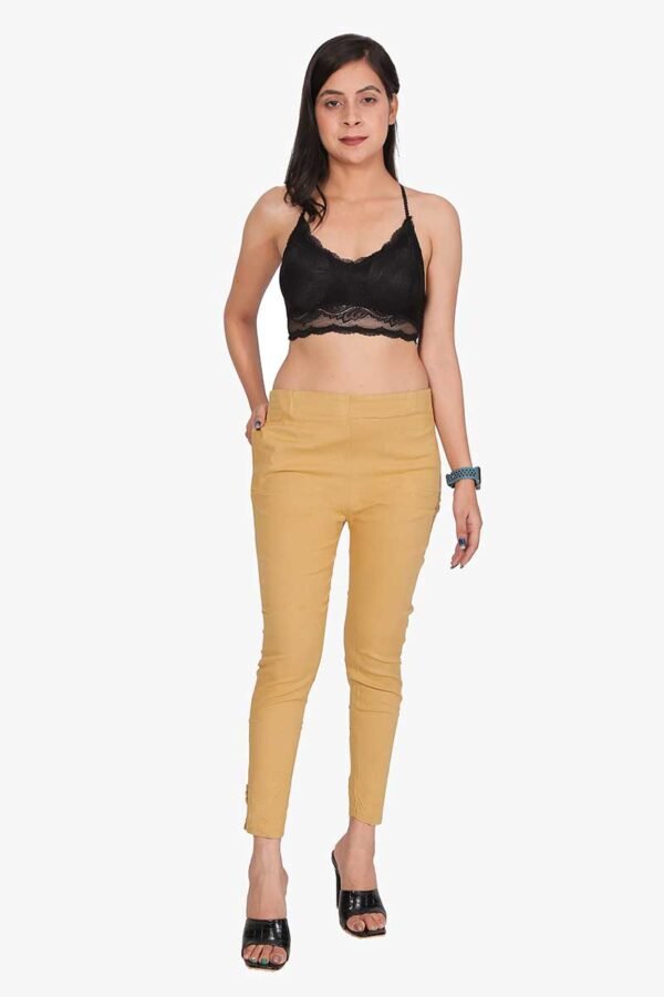 4 Way Slub Lycra Cotton Pant - Free Size, Chiku Colour