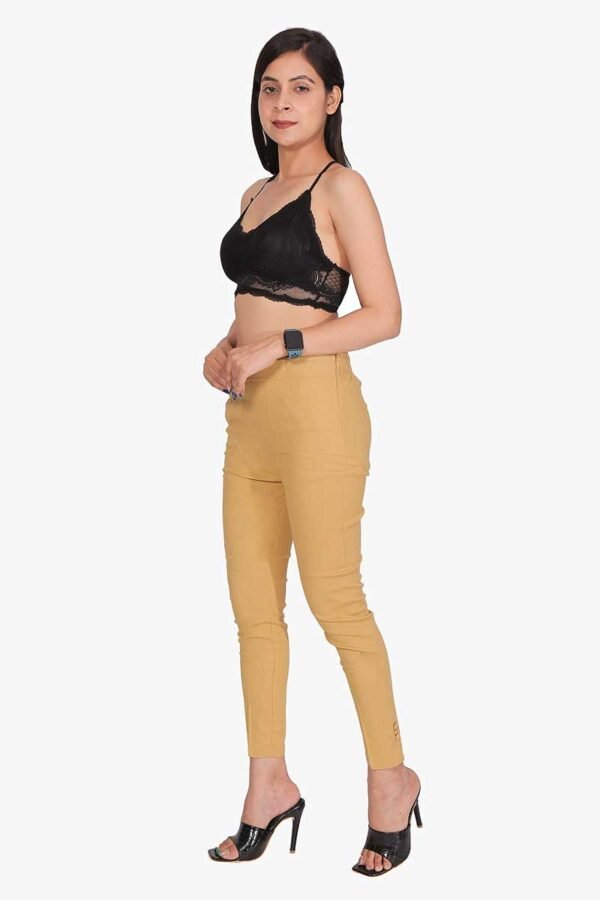 4 Way Slub Lycra Cotton Pant - Free Size, Chiku Colour