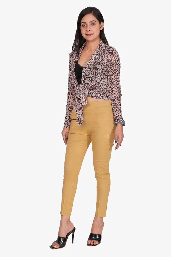 4 Way Slub Lycra Cotton Pant - Free Size, Chiku Colour