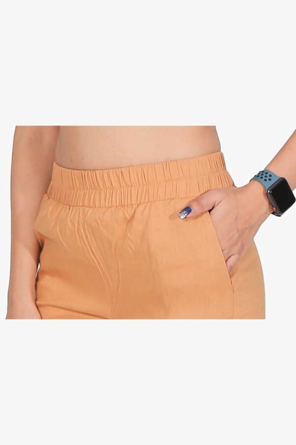 4 Way Slub Lycra Cotton Pant - Free Size, Golden