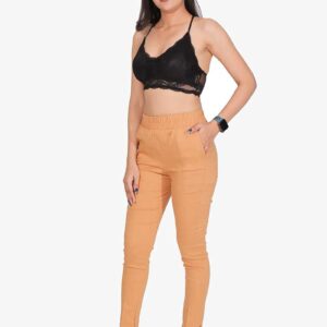 4 Way Slub Lycra Cotton Pant - Free Size, Golden