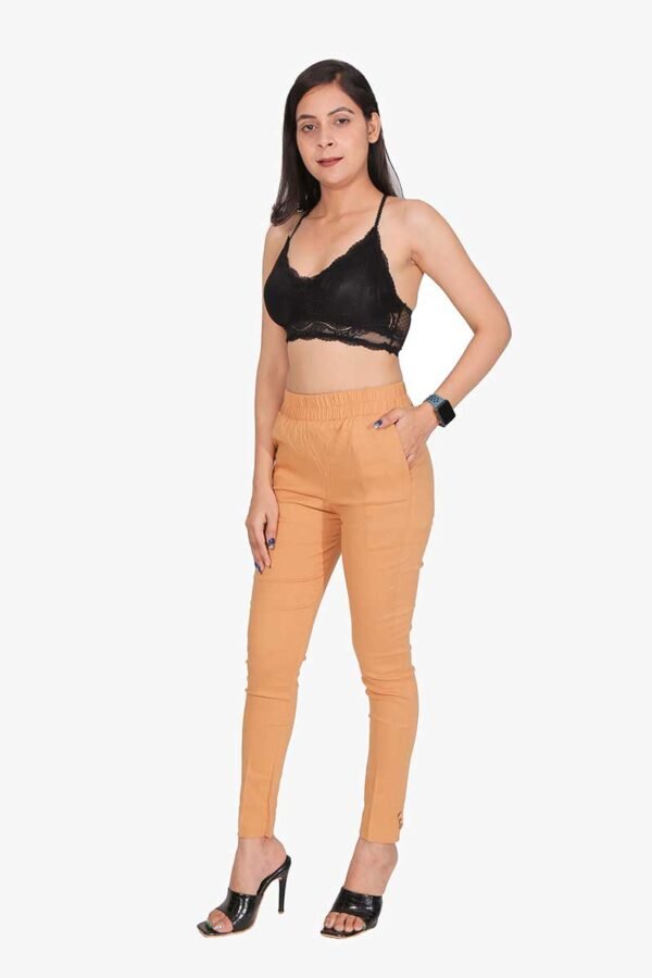4 Way Slub Lycra Cotton Pant - Free Size, Golden