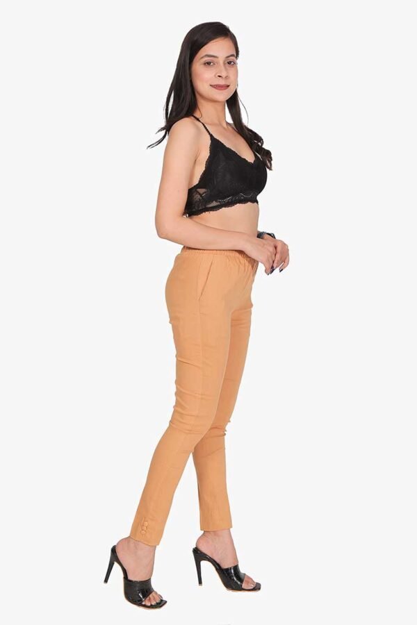 4 Way Slub Lycra Cotton Pant - Free Size, Golden