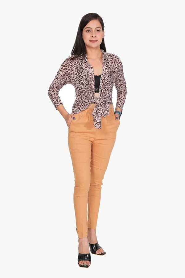 4 Way Slub Lycra Cotton Pant - Free Size, Golden