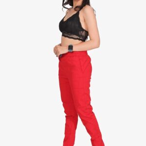 4 Way Slub Lycra Cotton Pant - Free Size, Red